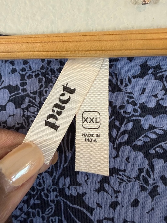 Pact Blue Floral Midi Dress XXL Scoop Neck Short Sleeve Fit & Flare Organic - Picture 3 of 7